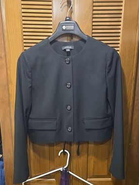Ann Taylor Black Collarless Cropped Blazer